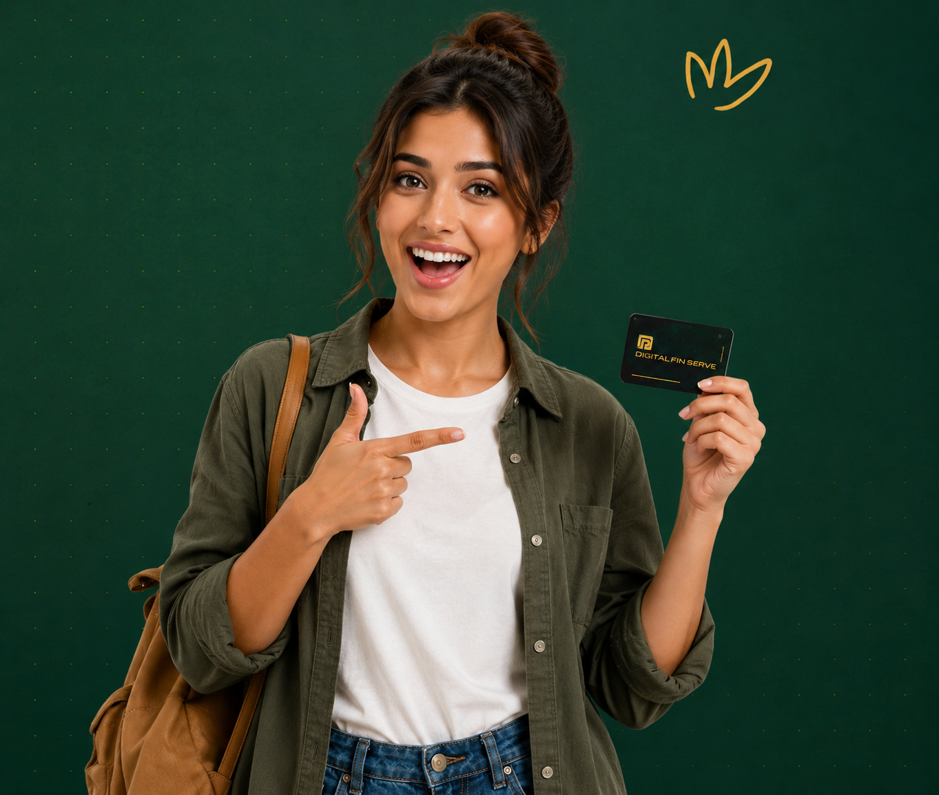 Customer holding the Digital Fin Serve Personal Service Card
