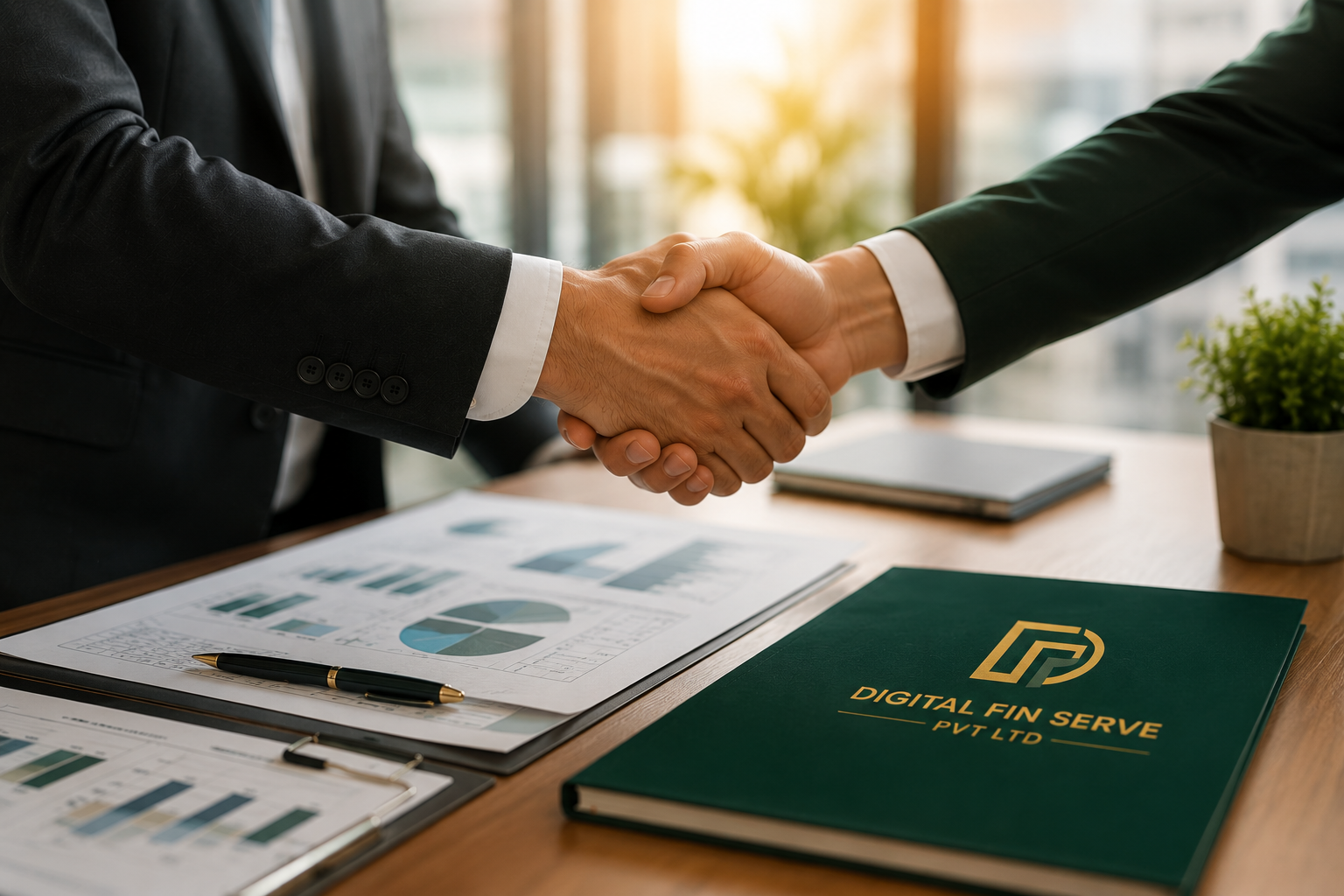 Business partnership handshake