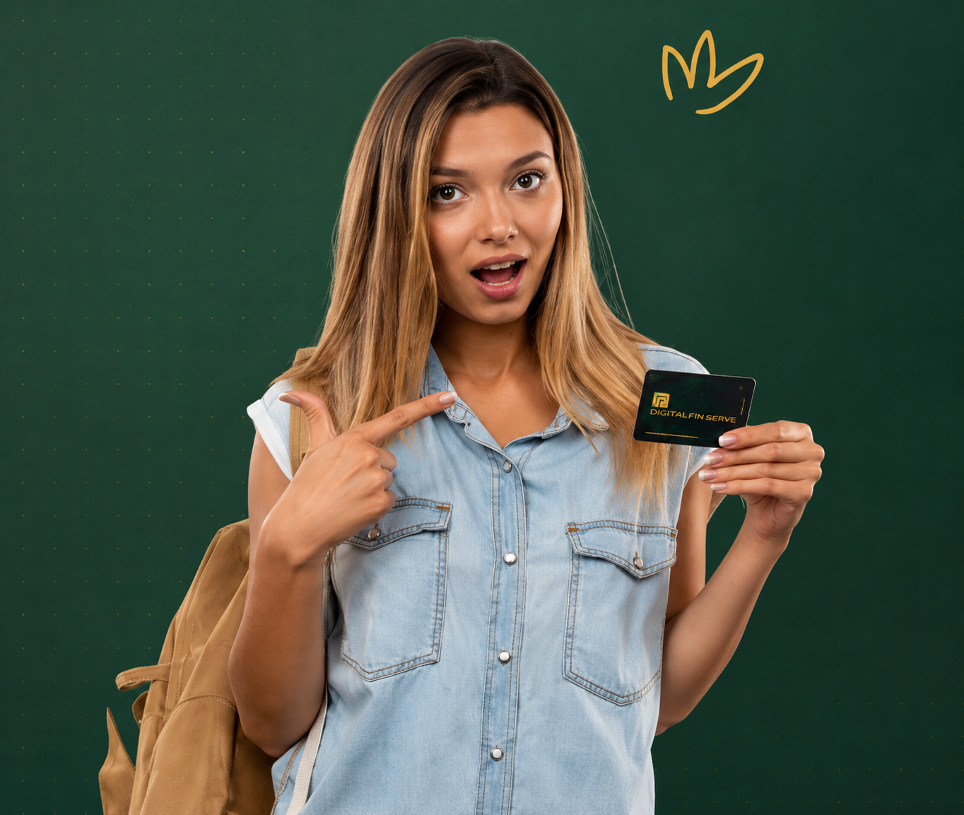 Customer holding the Digital Fin Serve Business Service Card